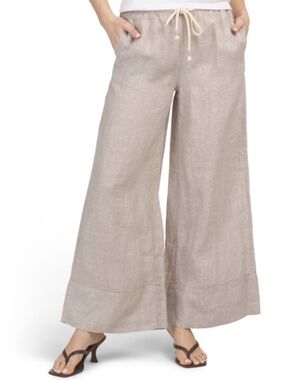 NWT Cobblstone Linen Pull On Pants With Rope Waist Size US XL